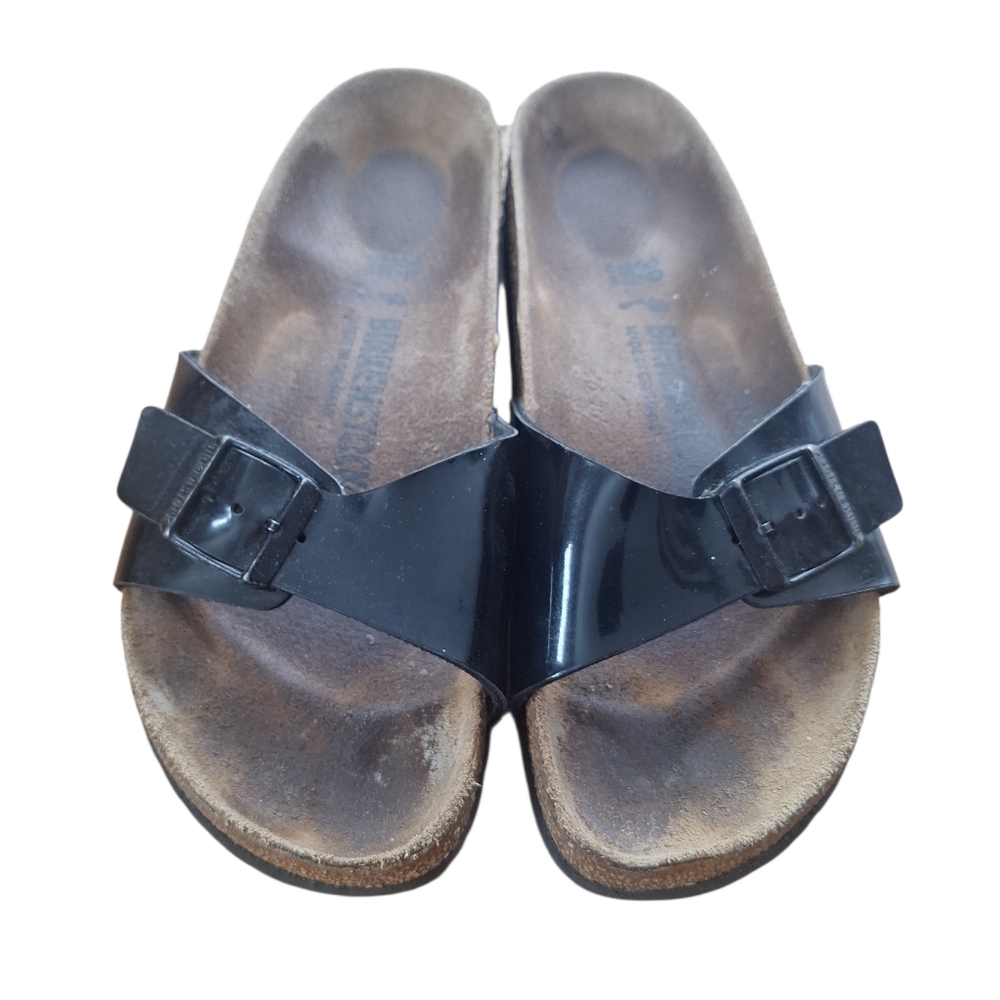 Birkenstock Madrid Patent Leather Slide Sandals 8 - Picture 2 of 9